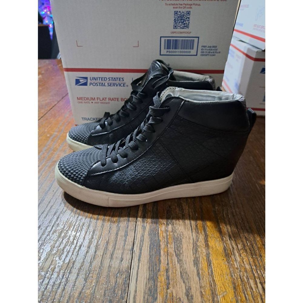 Size 8 Madden Girl Supastud Black Leather High Top Sneaker Athletic Casual Shoes
